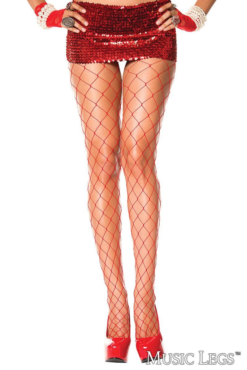 Diamond Net Spandex Pantyhose Red - Model Express VancouverHosiery