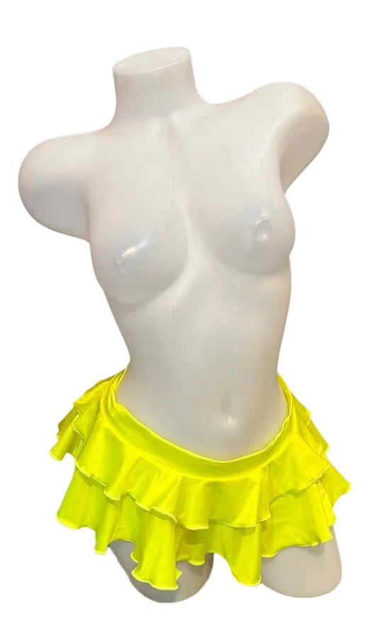 Double Layer Mini Skirt Neon Yellow - Model Express Vancouver