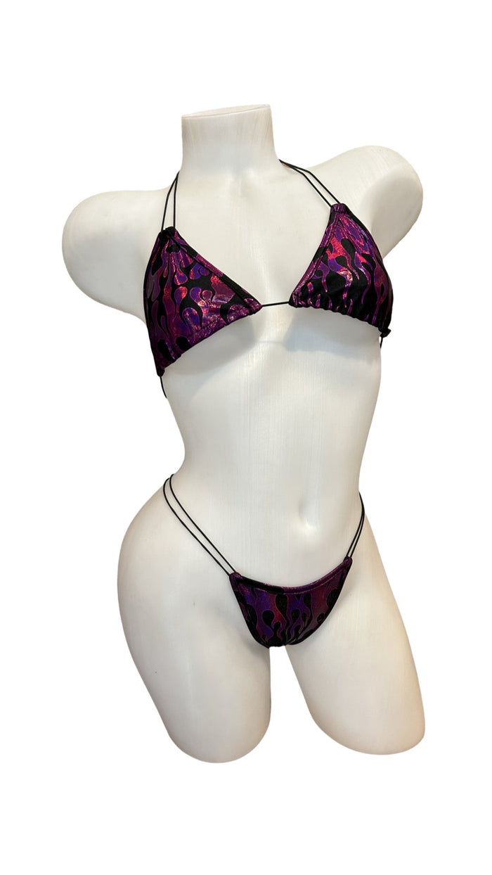 Double Thin String Bikini Pink Flames - Model Express VancouverBikini