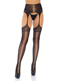 Dual Net Backseam Stockings with Attached Belt - Model Express VancouverHosiery