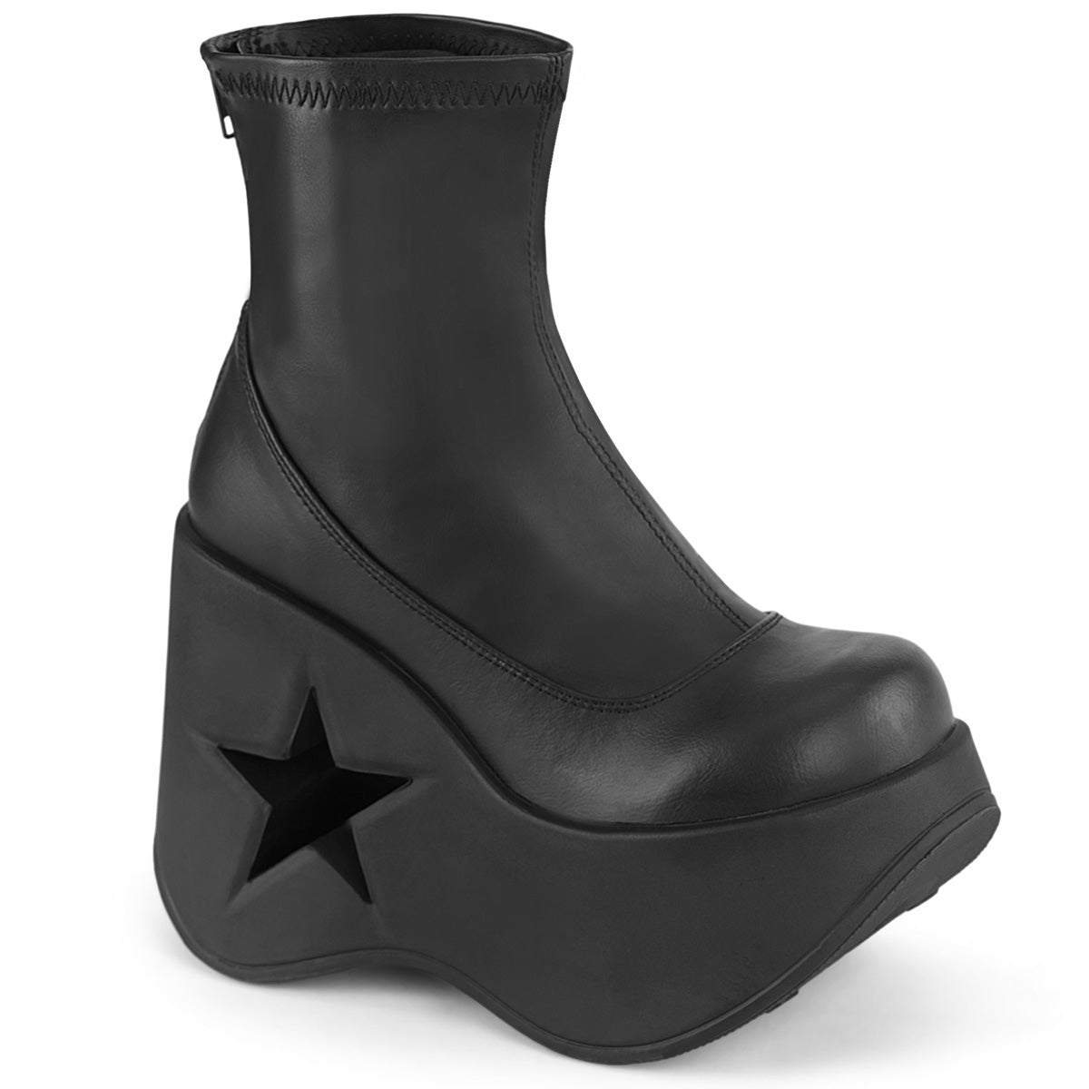 Demonia Dynamite-100 - Blk Str Vegan Leather