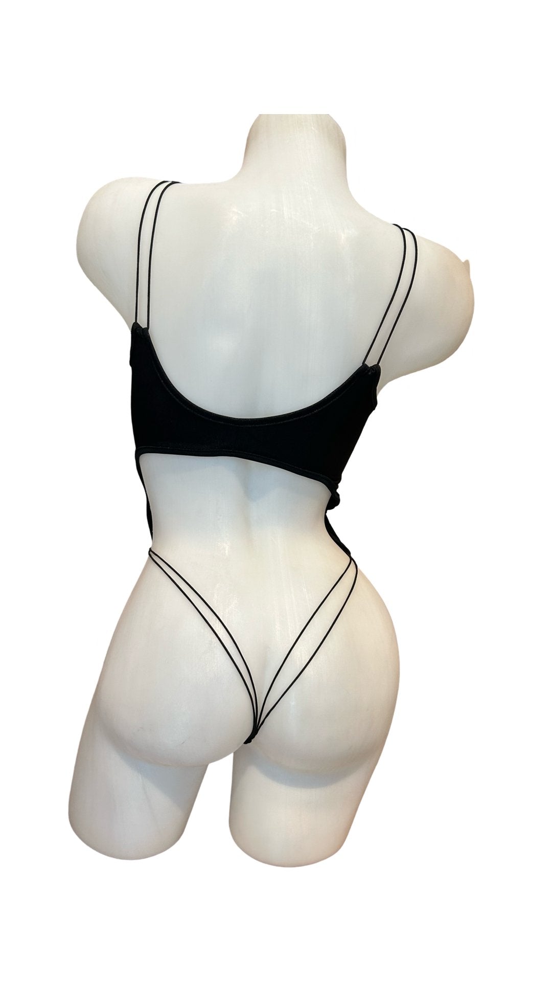 Elastic Cord O-Ring Bodysuit Black - Model Express VancouverLingerie