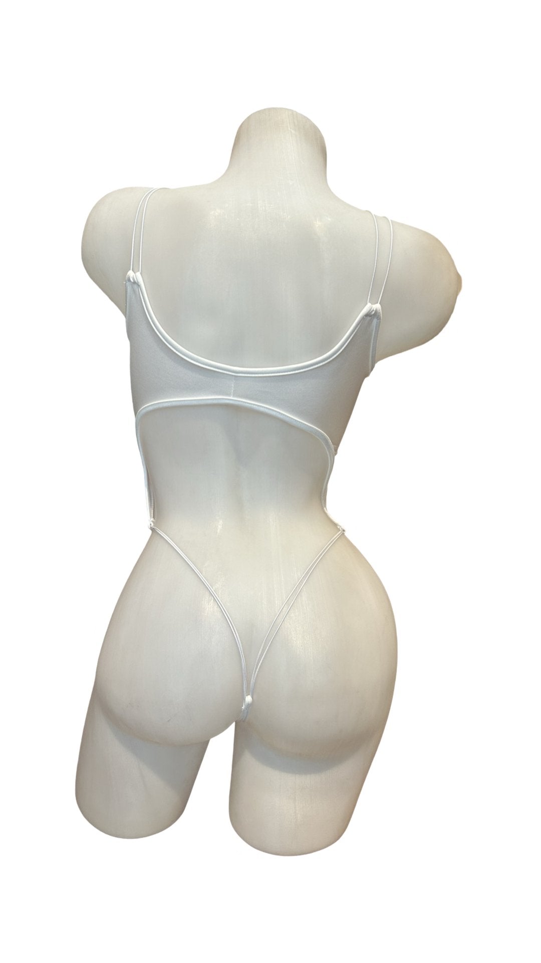 Elastic Cord O-Ring Bodysuit White - Model Express VancouverLingerie