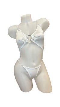 Elastic Cord O-Ring Bodysuit White - Model Express VancouverLingerie