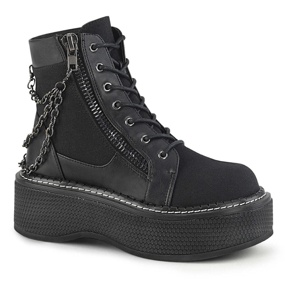 Demonia Emily-114 - Blk Canvas-Vegan Leather