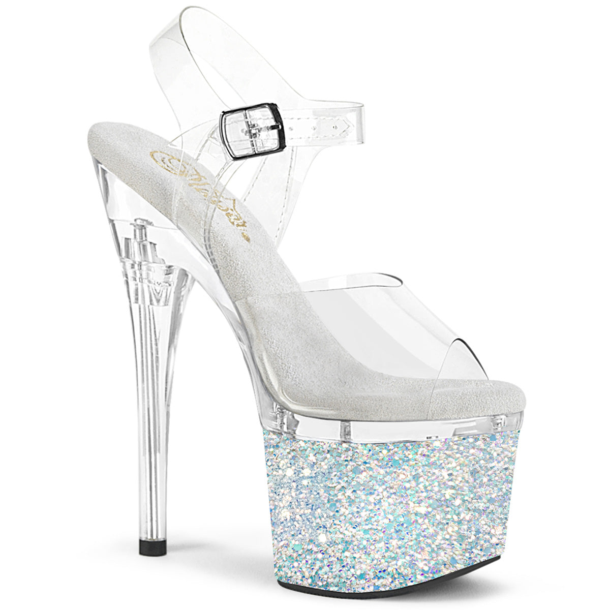 Pleasers Esteem-708Lg - Clr/Clr-Wht Multi Glitter