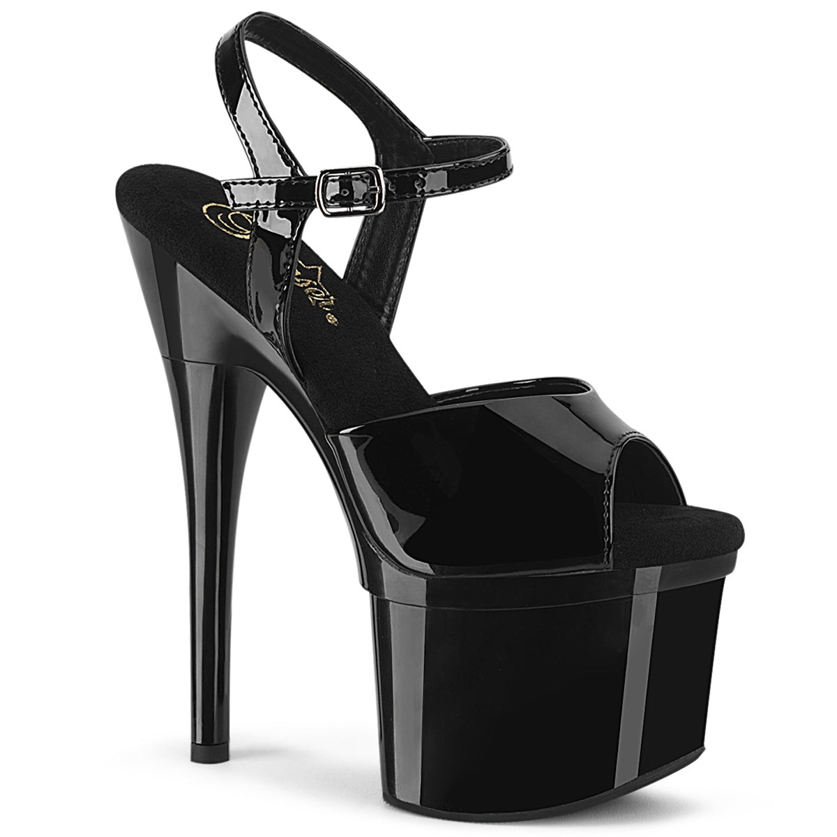 Pleasers Esteem-709 - Blk Pat/Blk