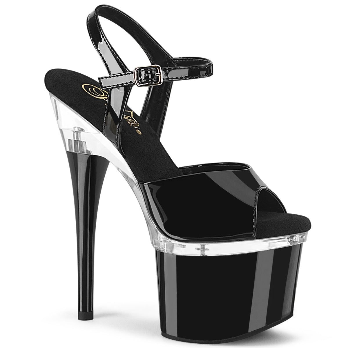 Pleasers Esteem-709 - Blk Pat/Clr-Blk