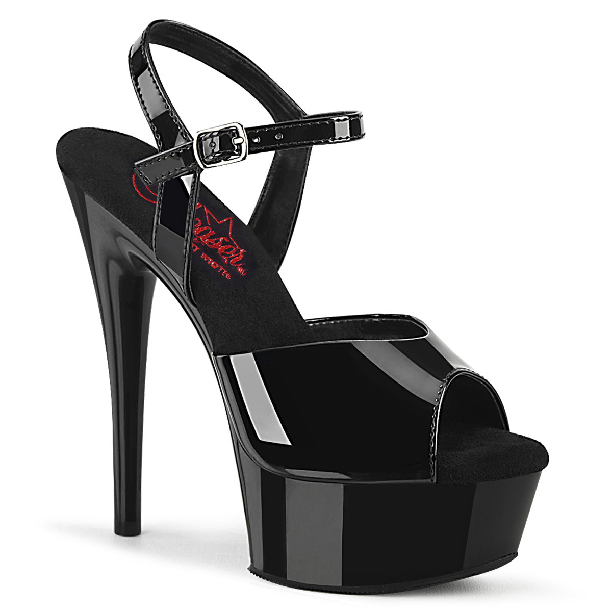 Pleasers Excite-609 - Blk Pat/Blk