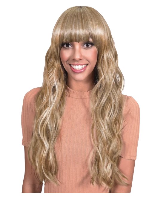 Extra Long Loose Curl Wig with Bangs - Off Black/Copper - Model Express VancouverAccessories