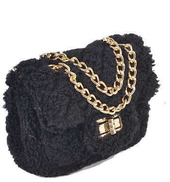 Faux Fur Money Bag Black - Model Express VancouverAccessories