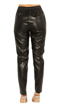 Faux Leather Wide Leg Pants Black - Model Express VancouverLingerie