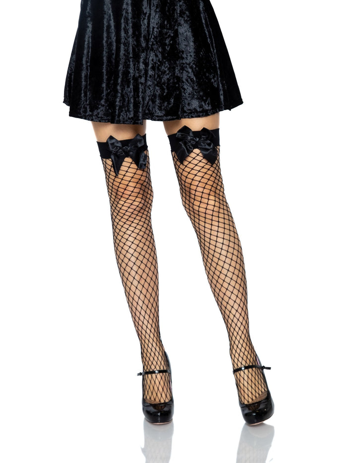Fence Net Bow Top Thigh Highs Black - Model Express VancouverHosiery