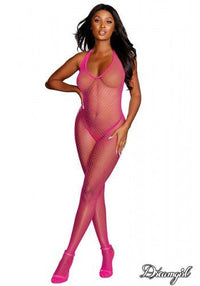 Fishnet Halter Bodystocking Pink - Model Express VancouverLingerie