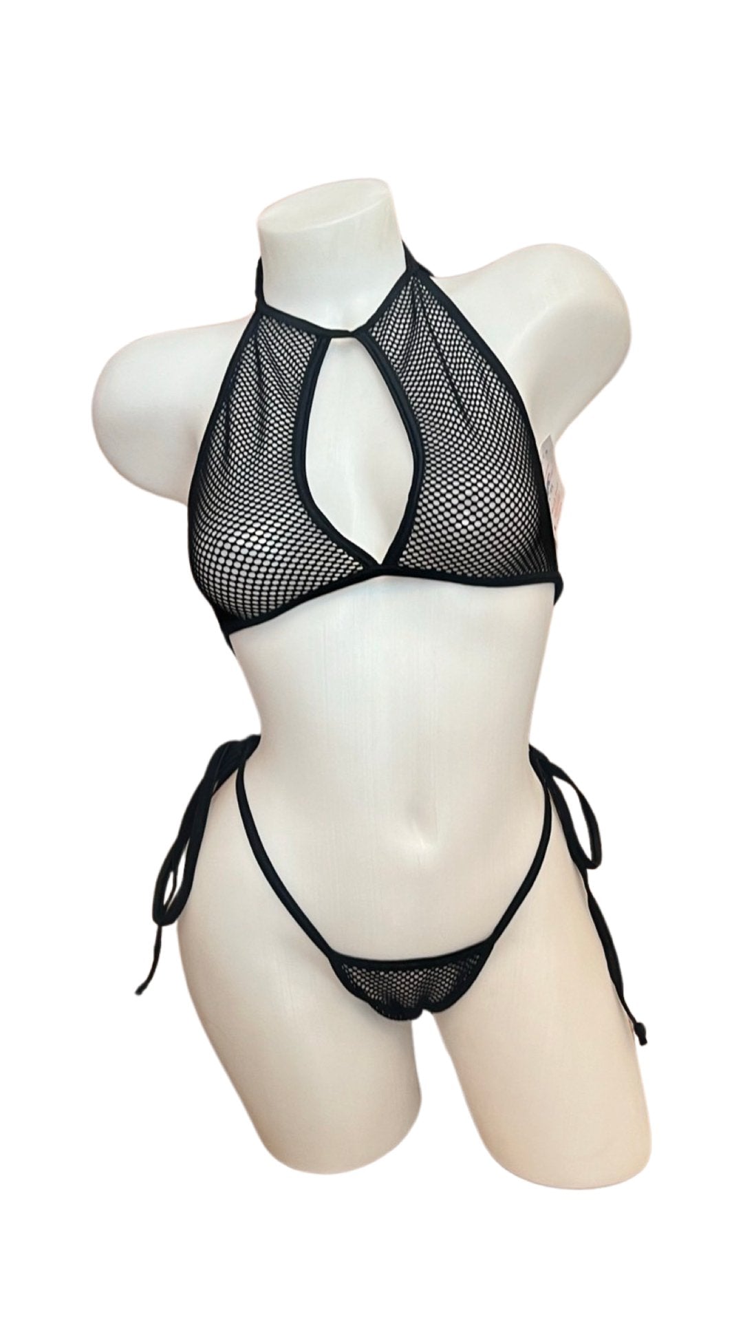 Fishnet Keyhole Bikini Set - Black - Model Express VancouverBikini