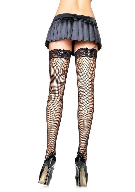 Fishnet Stockings with Corset Lace Top Black - Model Express VancouverHosiery