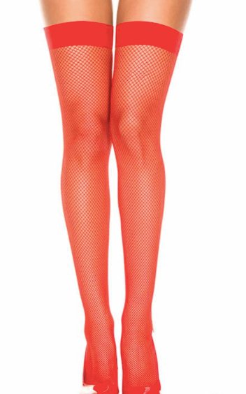 Fishnet Thigh Highs Red - Model Express VancouverHosiery