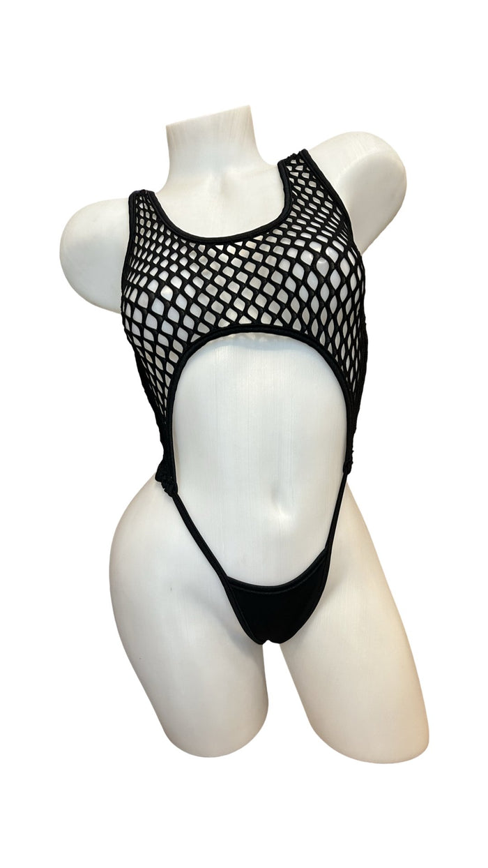 Fishnet Y-Back Bodysuit Black - Model Express VancouverLingerie