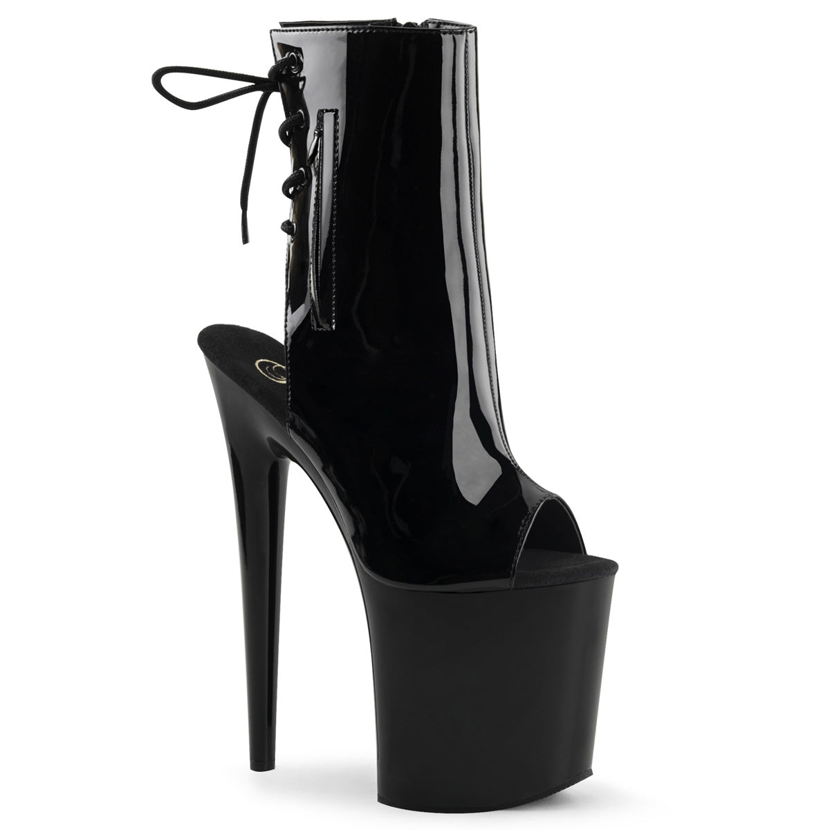 Pleasers Flamingo-1018 - Blk Pat/Blk