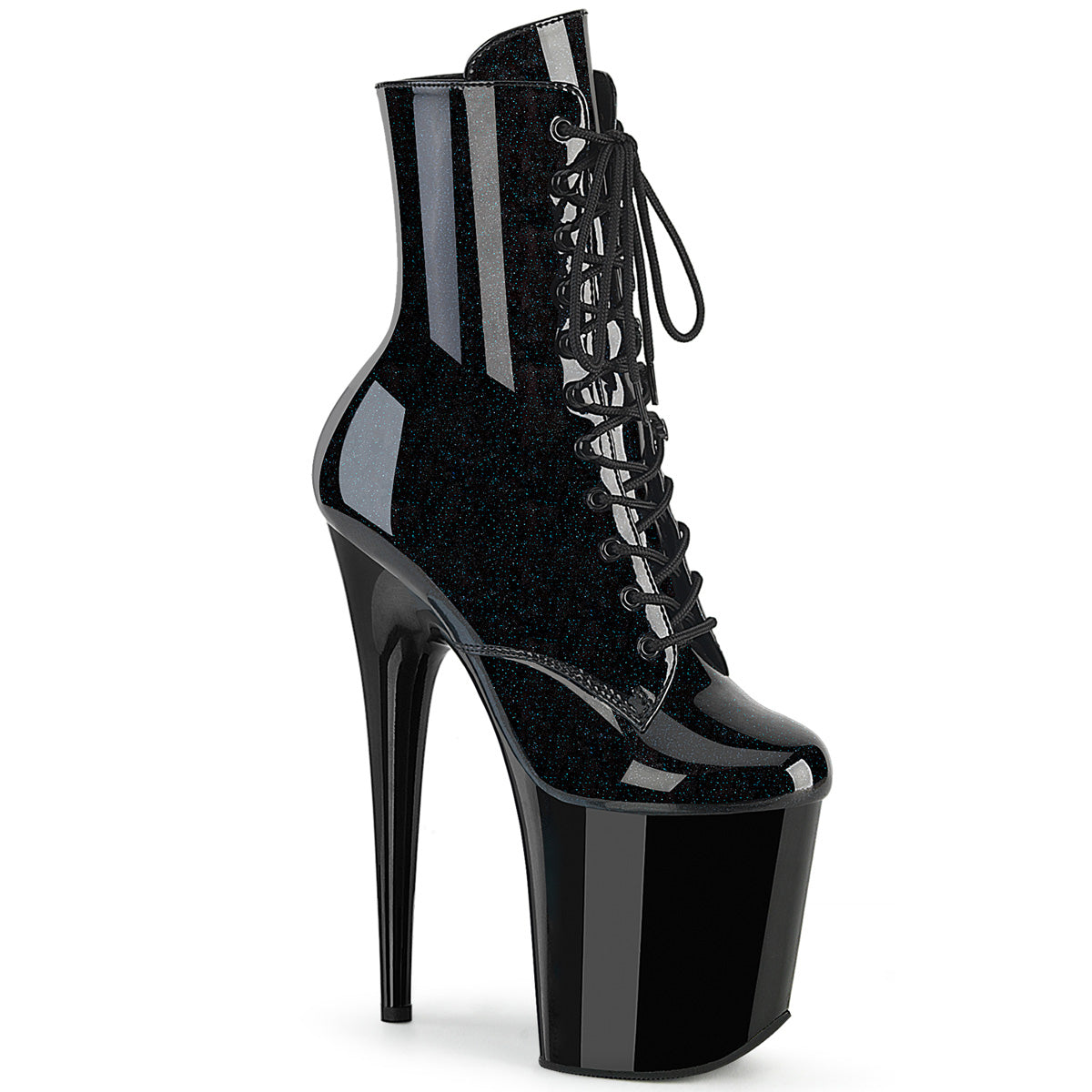 Pleasers Flamingo-1020Blg - Blk Pat-Blue Glitter/Blk
