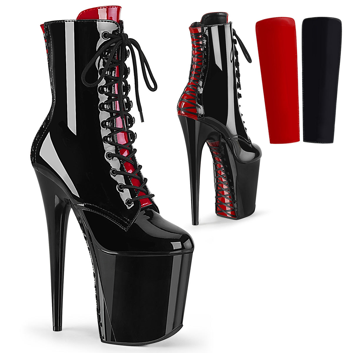 Pleasers Flamingo-1020Fh - Blk Pat/Blk