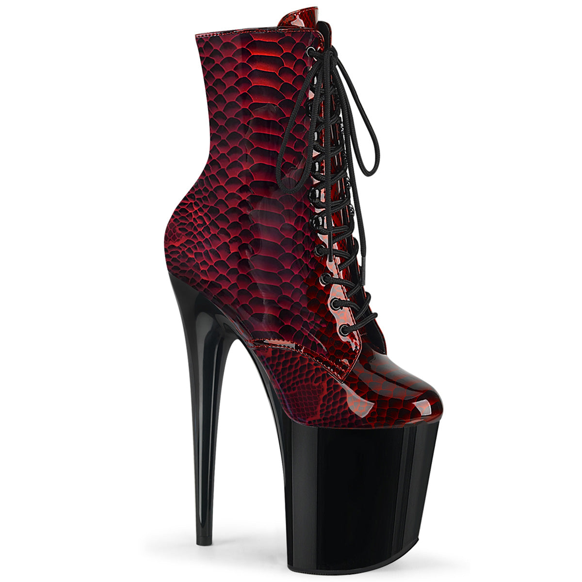 Pleasers Flamingo-1020Sp - Red Snake Print Pat/Blk