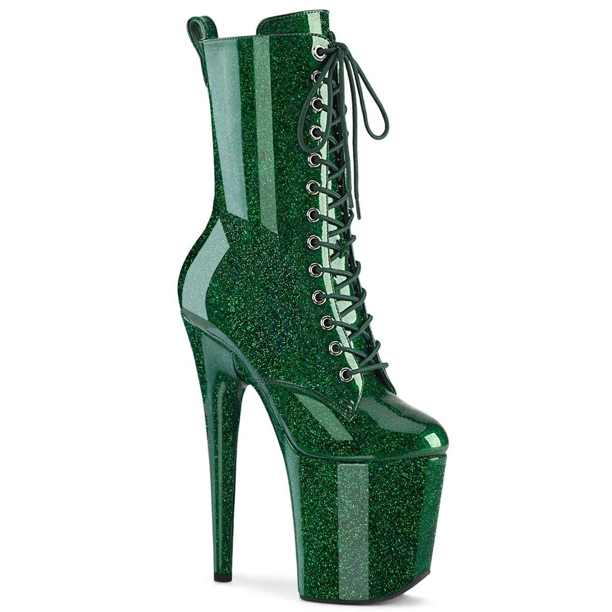 Pleasers Flamingo-1040Gp - Emerald Green Glitter Pat/M