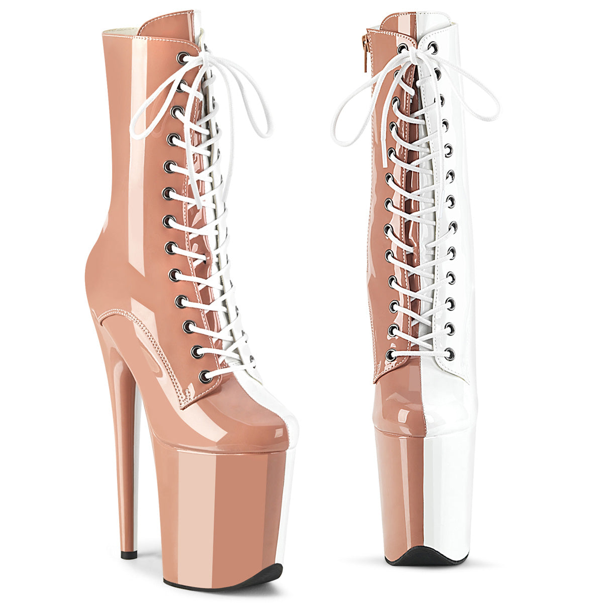 Pleasers Flamingo-1040Tt - Blush-Wht Pat/Blush-Wht
