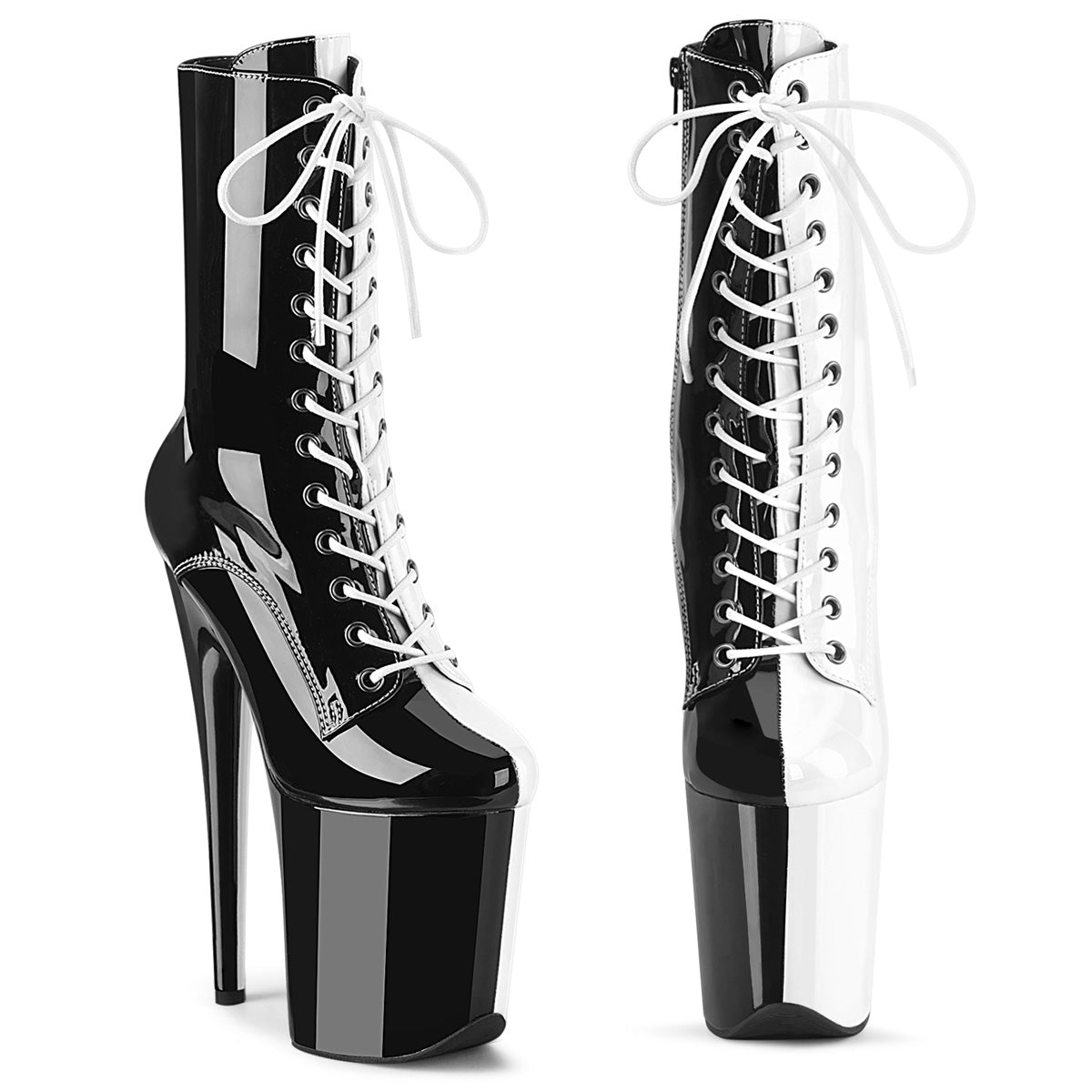 Pleasers Flamingo-1040Tt - Blk-Wht Pat/Blk-Wht