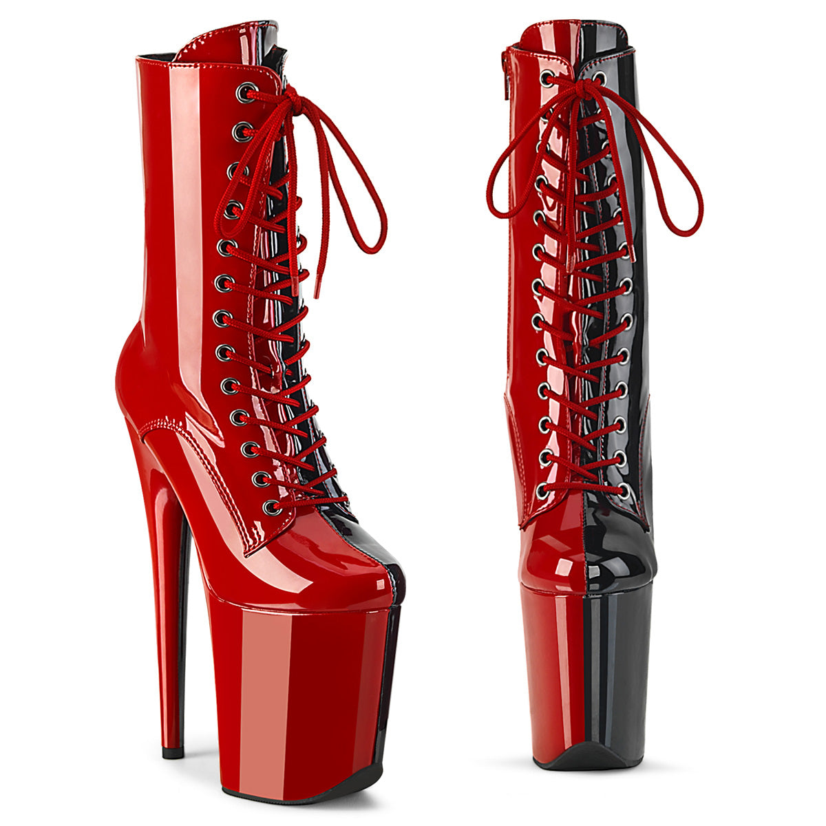 Pleasers Flamingo-1040Tt - Red-Blk Pat/Red-Blk