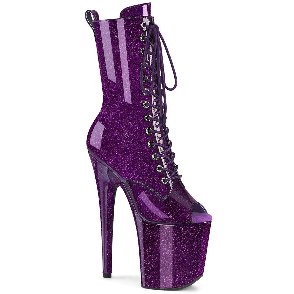 Pleasers Flamingo-1041Gp - Purple Glitter Pat/M