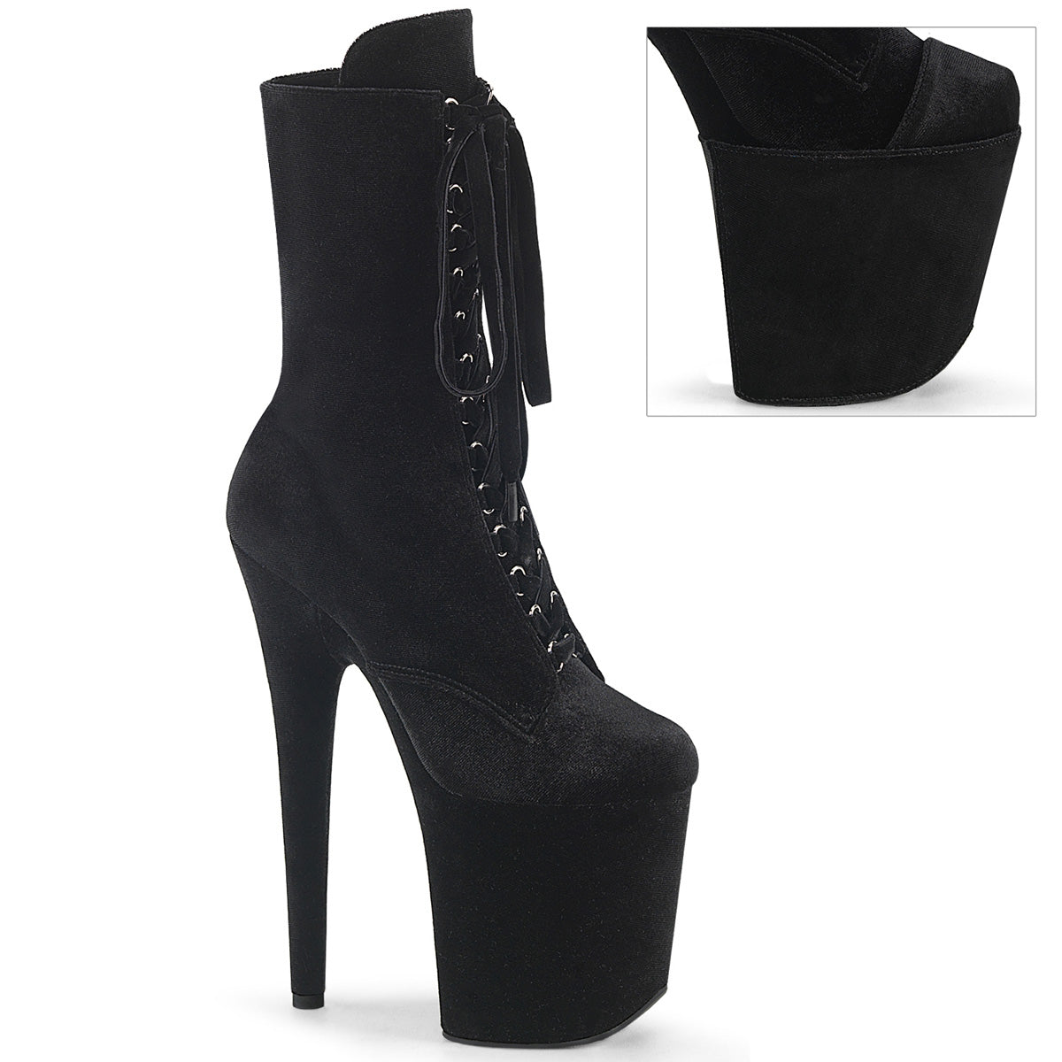 Pleasers Flamingo-1045Vel - Blk Velvet/Blk Velvet