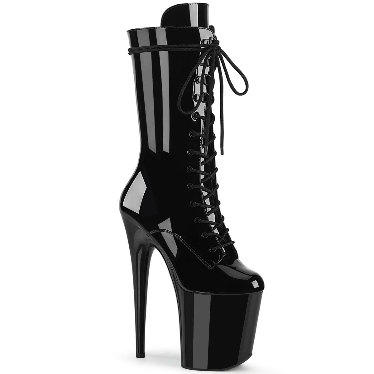 Pleasers Flamingo-1050 - Blk Pat/Blk
