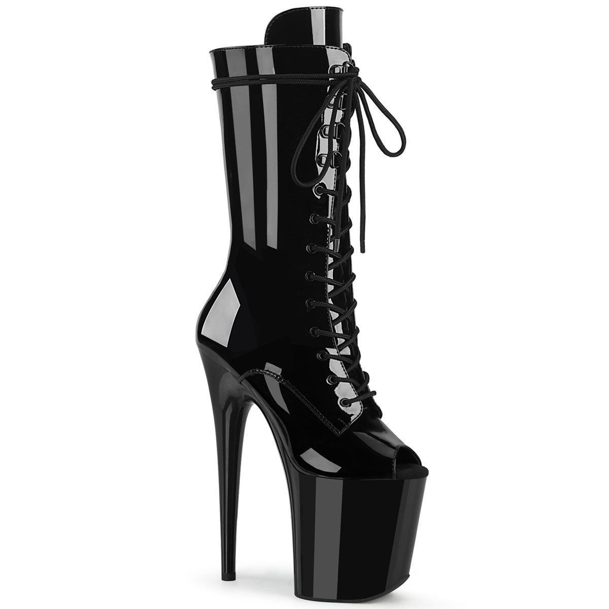 Pleasers Flamingo-1051 - Blk Pat/Blk