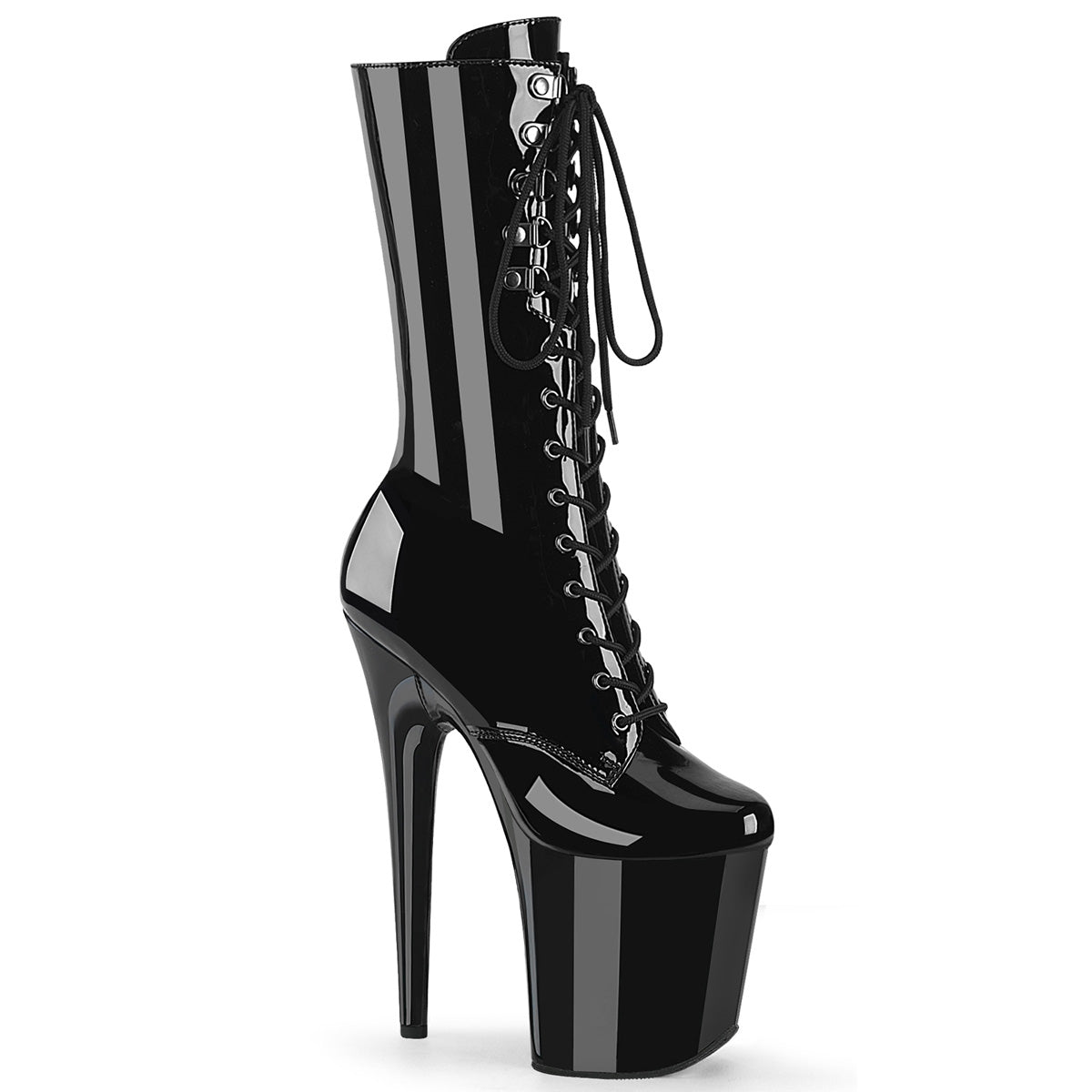 Pleasers Flamingo-1054 - Blk Pat/Blk
