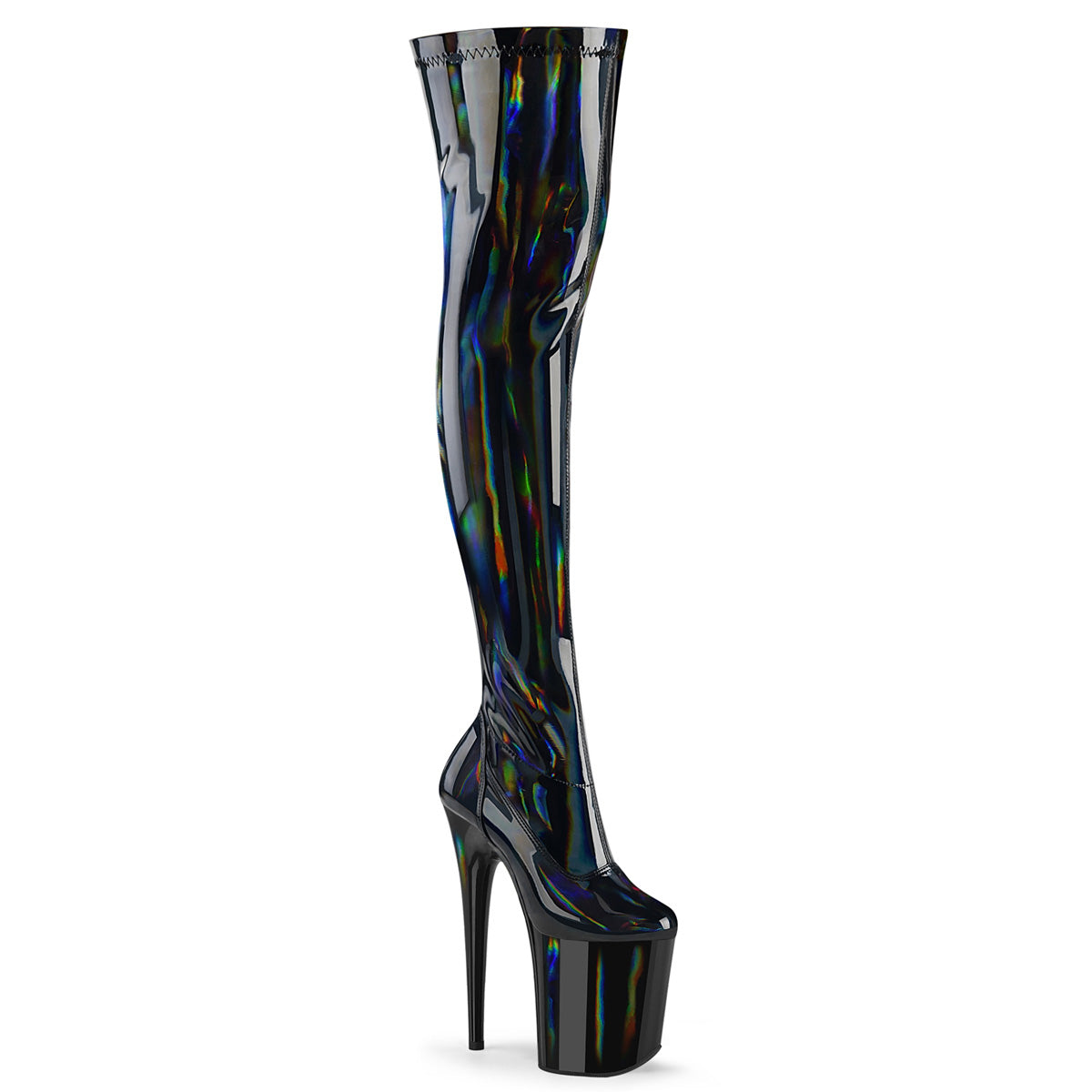 Pleasers Flamingo-3000Hwr - Blk Str. Holo/Blk Holo