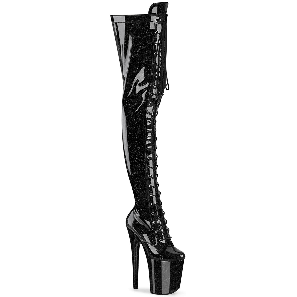 Pleasers Flamingo-3020Gp - Blk Glitter Pat/M