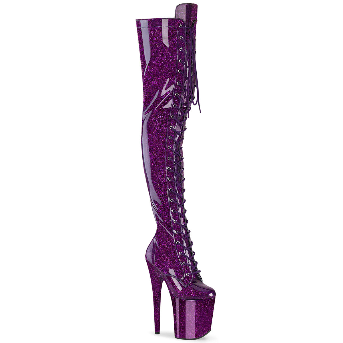 Pleasers Flamingo-3020Gp - Purple Glitter Pat/M