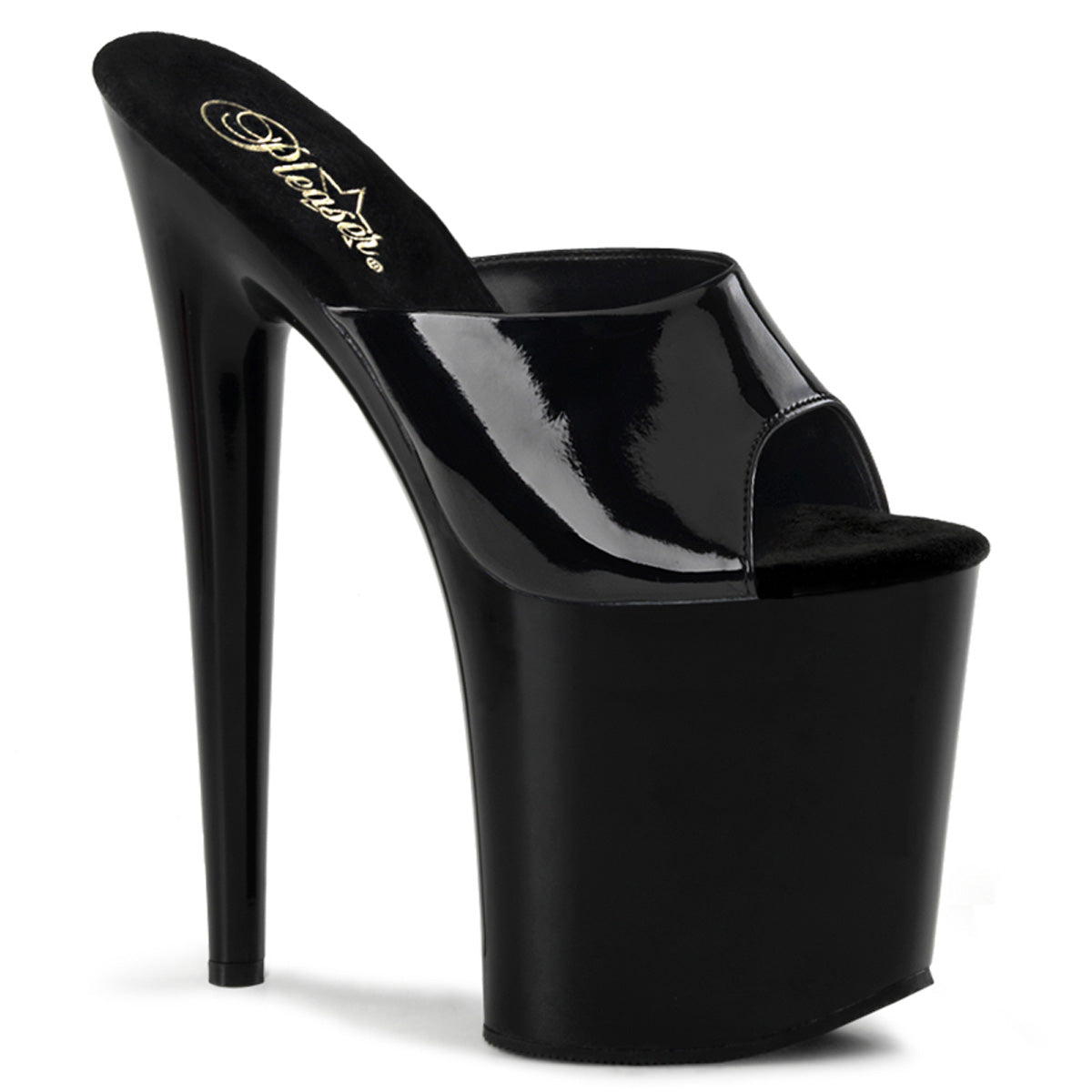 Pleasers Flamingo-801 - Blk Pat/Blk