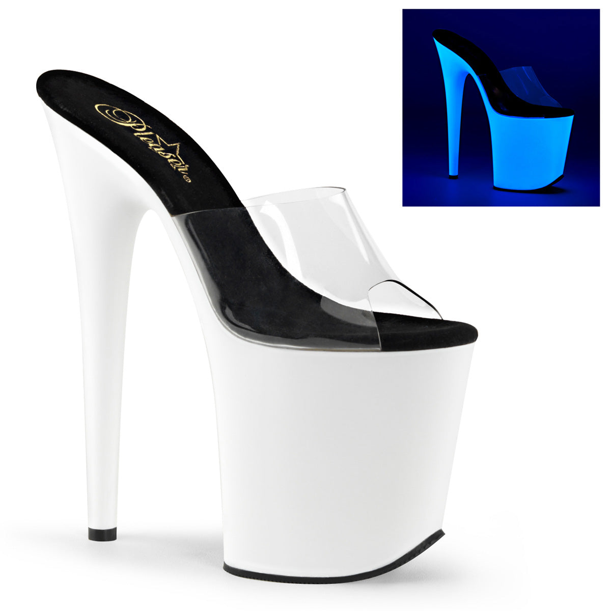 Pleasers Flamingo-801Uv - Clr/Neon Wht