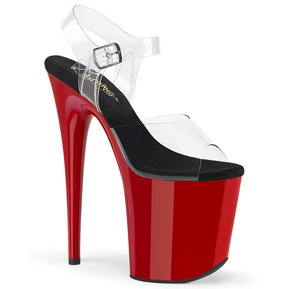 Pleasers Flamingo-808 - Clr-Blk/Red