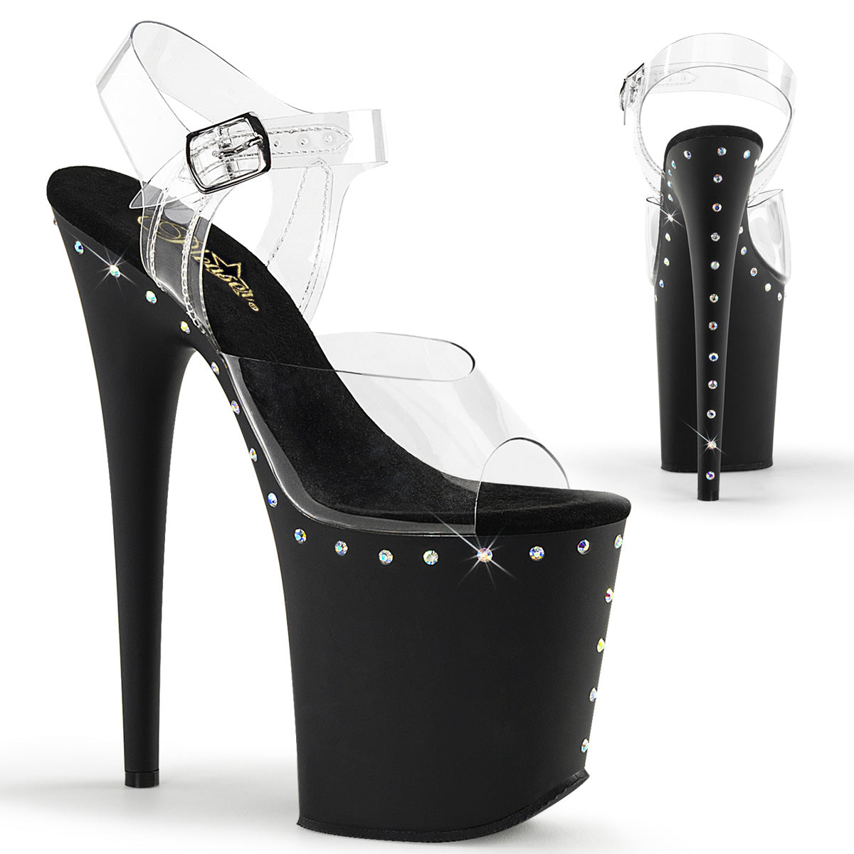 Pleasers Flamingo-808Abls - Clr/Blk Matte