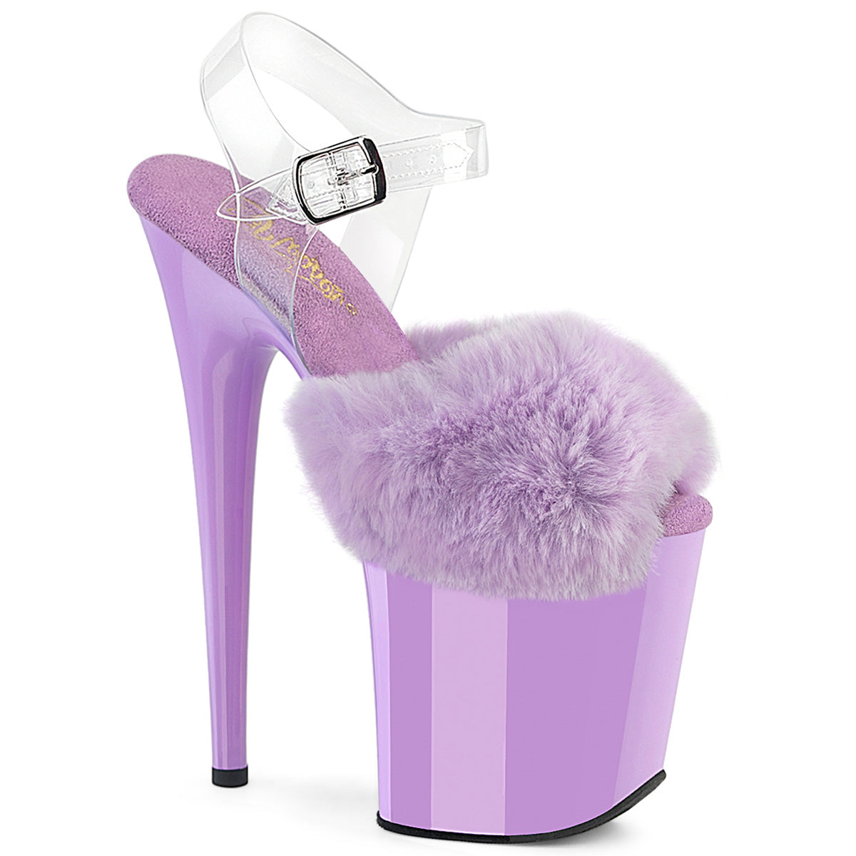 Pleasers Flamingo-808Fur - Lavender Faux Fur-Clr TPU/Lavender