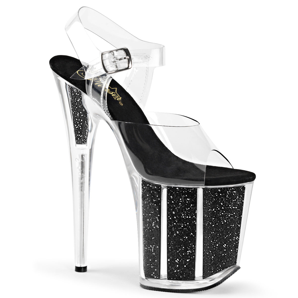 Pleasers Flamingo-808G - Clr/Blk Gltr