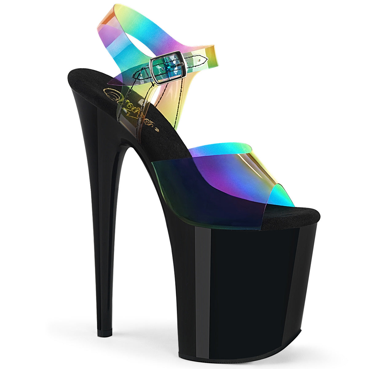 Pleasers Flamingo-808Rb - Rainbow PVC/Blk