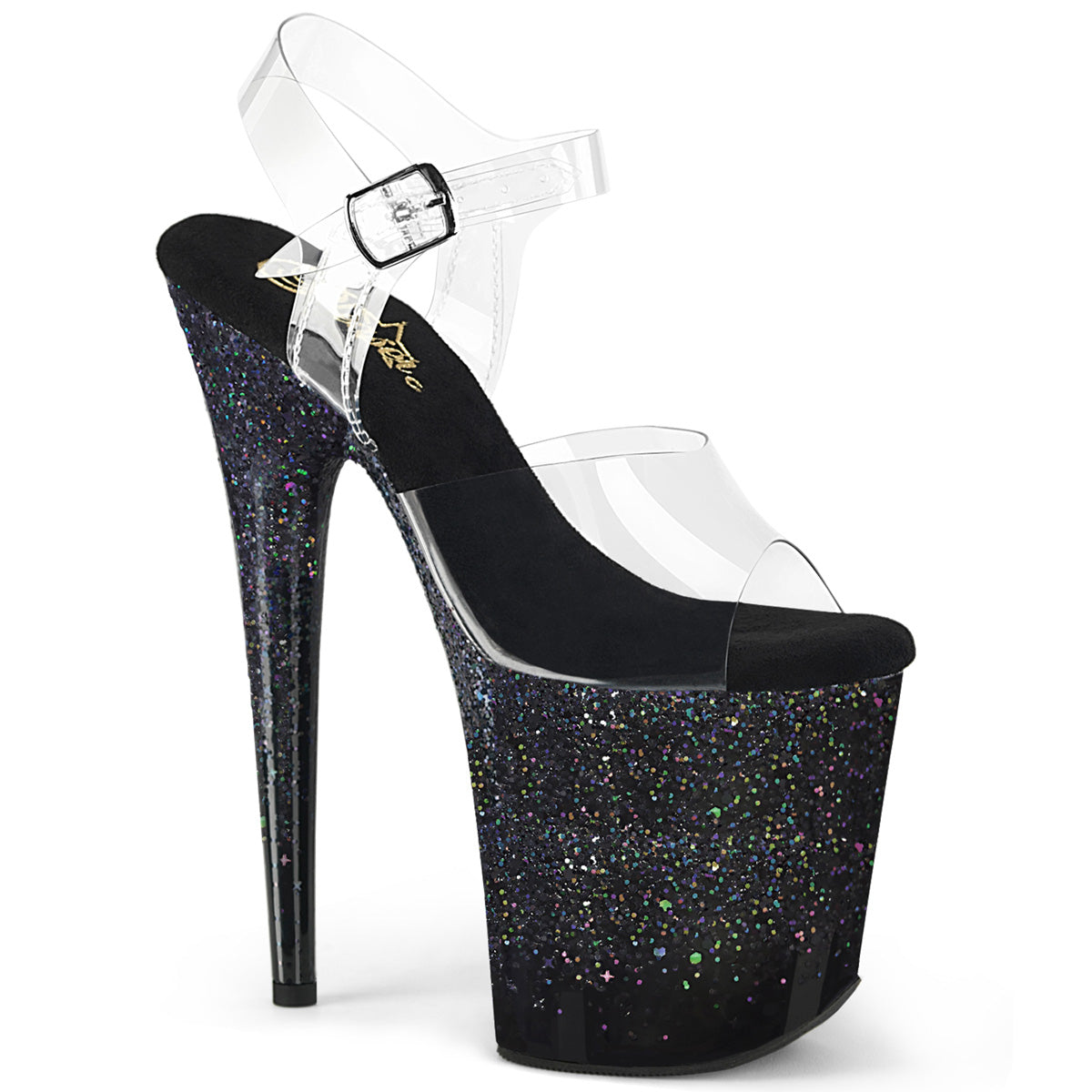 Pleasers Flamingo-808Ss - Clr/Blk Multi Glitter