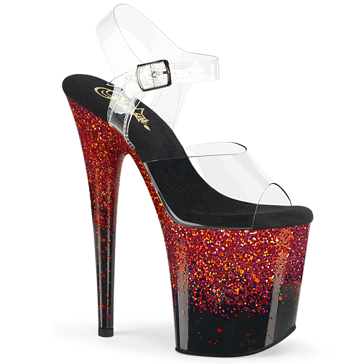 Pleasers Flamingo-808Ss - Clr/Blk-Red Multi Glitter