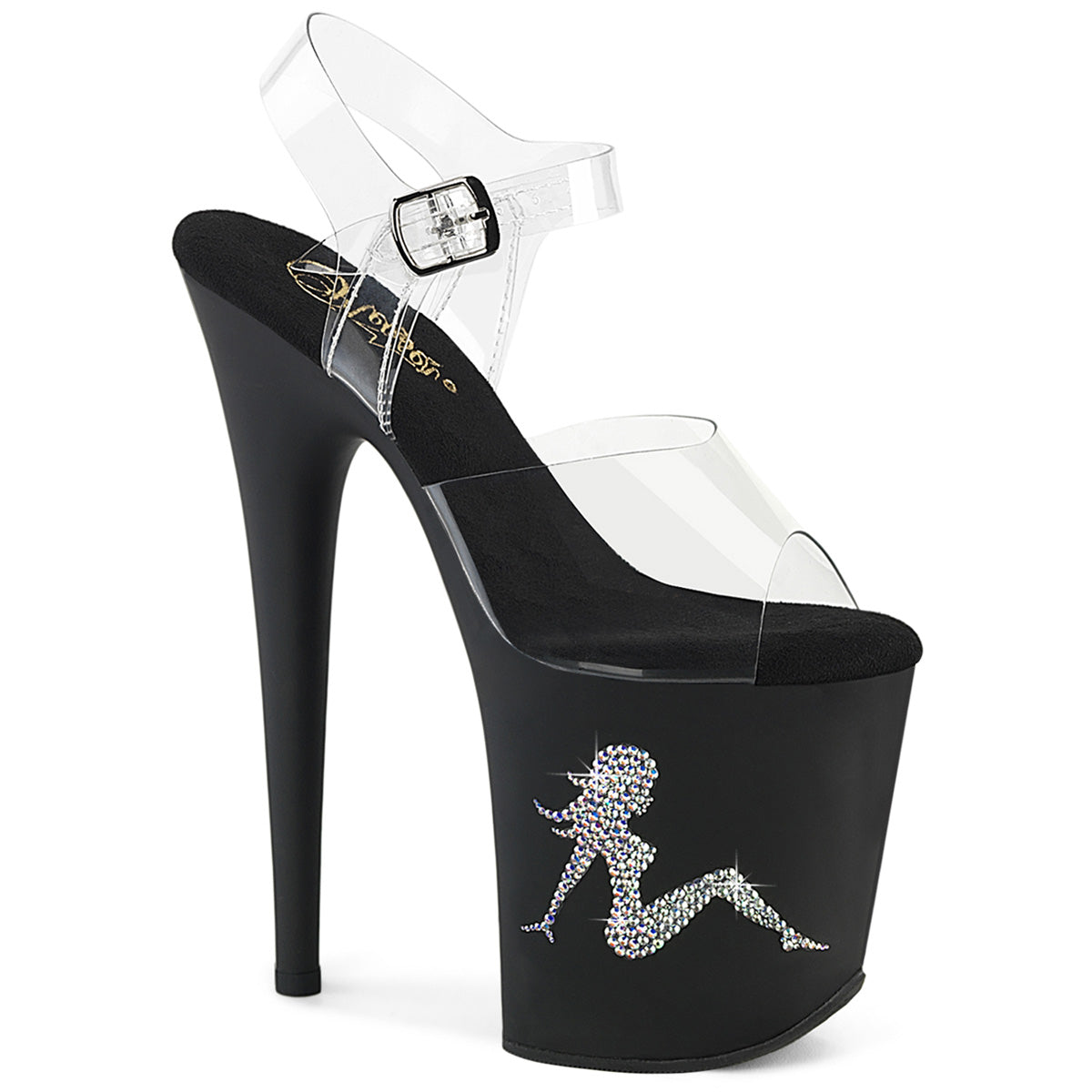 Pleasers Flamingo-808Tgrs - Clr/Blk-AB Slv