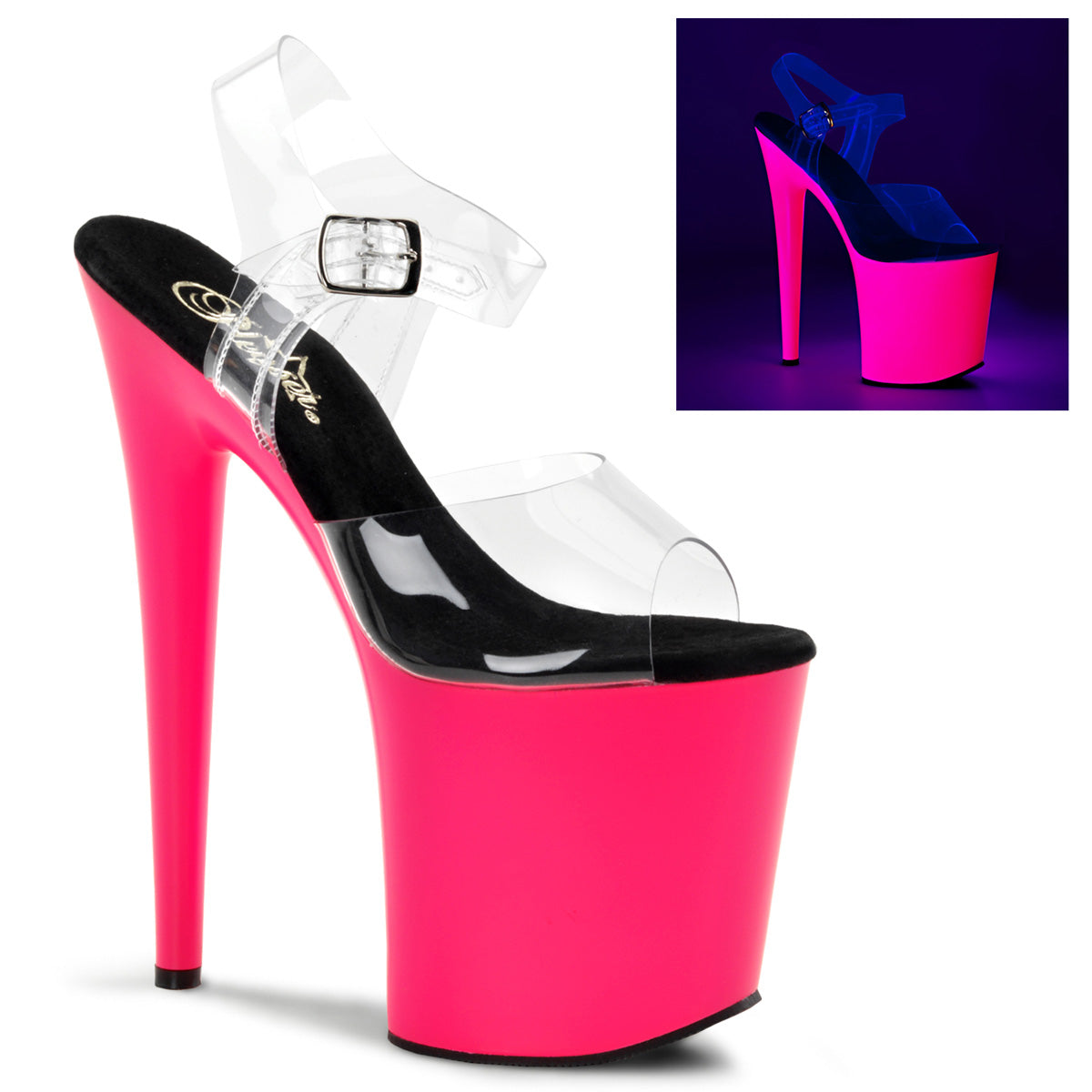 Pleasers Flamingo-808Uv - Clr/Neon Pink