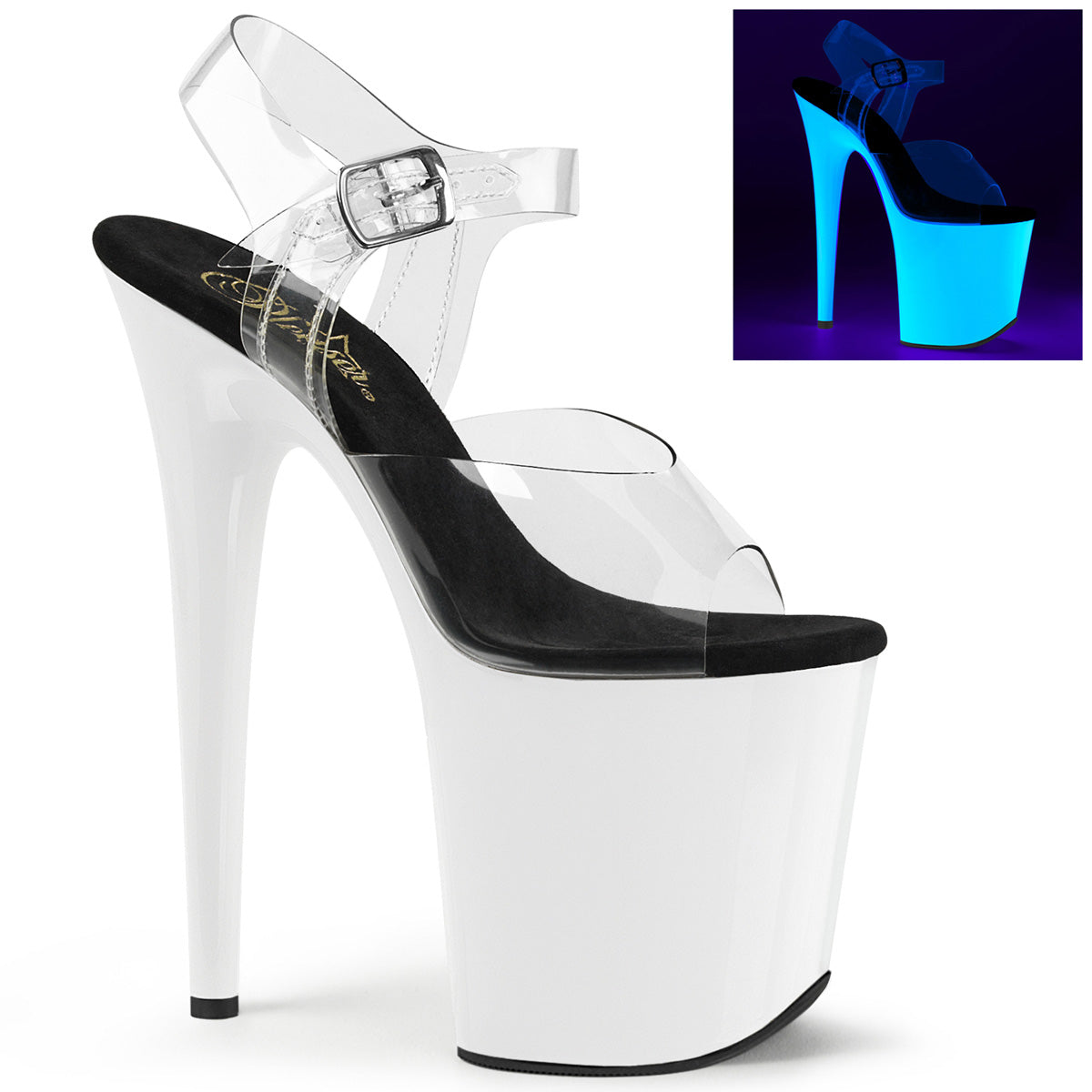 Pleasers Flamingo-808Uv - Clr/Neon Wht